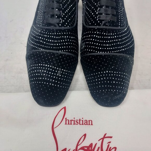 Christian Louboutin MENS Black Greggyrocks Sparkle Velvet Oxford Shoe main image 7